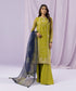 Women's Eid Lime Green Embroidered Net Unstitched Shirt Dupatta